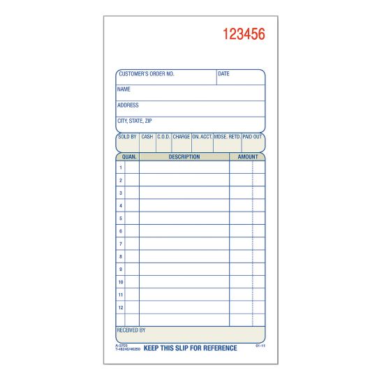 Picture of Adams Carbonless 3-Part Sales Book, 3 11/32in x 7 3/16in