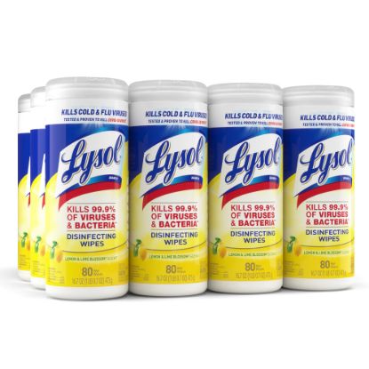 Picture of Lysol Disinfecting Wipes, Lemon & Lime Blossom Scent, 7in x 8in, 35 Wipes Per Canister, Case Of 12