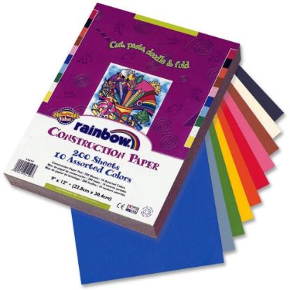 Picture of Rainbow Super Value Construction Paper, 9in x 12in, Assorted Colors, Pack Of 200