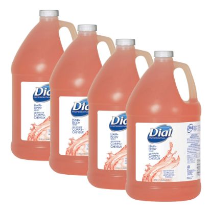 Picture of Dial Peach Scent Body And Hair Shampoo, 1 Gallon, Case Of 4 Bottles