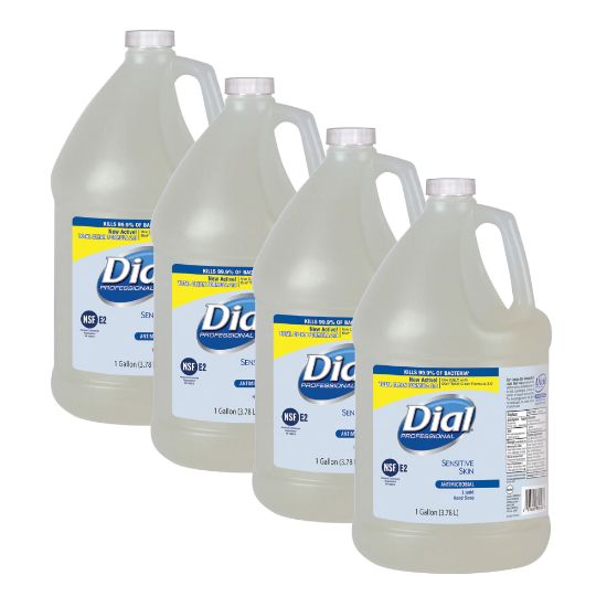 Picture of Dial Antimicrobial Soap For Sensitive Skin, Unscented, 128 Oz, Case Of 4 Bottles