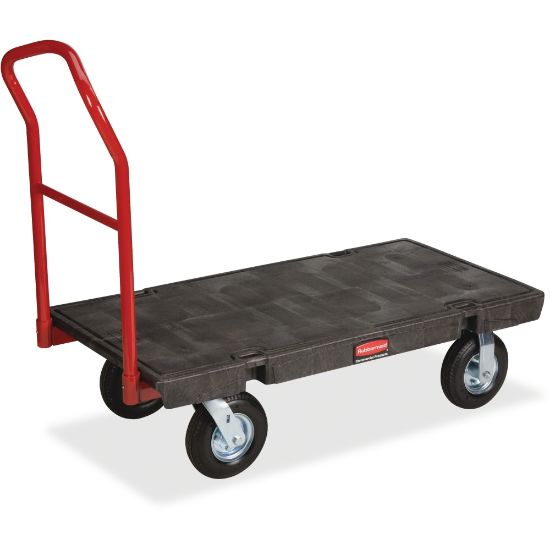 Picture of Rubbermaid Heavy-duty Platform Truck - Push Handle Handle - 1000 lb Capacity - 4 Casters - Resin, Metal, High-density Polyethylene (HDPE) - 48in Length x 24in Width - Steel Frame - Black