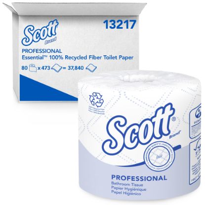 Picture of Scott Essential 2-Ply Toilet Paper, 100% Recycled, FSC Certified, 506 Sheets Per Roll, Pack Of 80 Rolls