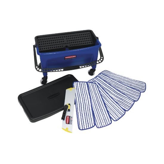 Picture of Rubbermaid Microfiber Floor Finishing Kit, Black/Blue/White