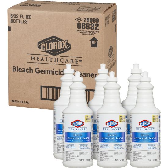 Picture of Clorox Healthcare Bleach Germicidal Cleaner Pull-Top - Ready-To-Use - 32 fl oz (1 quart) - 6 / Carton - White