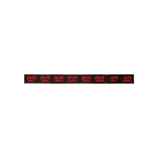 Picture of BRG Precision Products 6610L World Time Zone LED Digital Clock, 8 1/4inH x 99 1/4inW x 2 1/4inD, Black