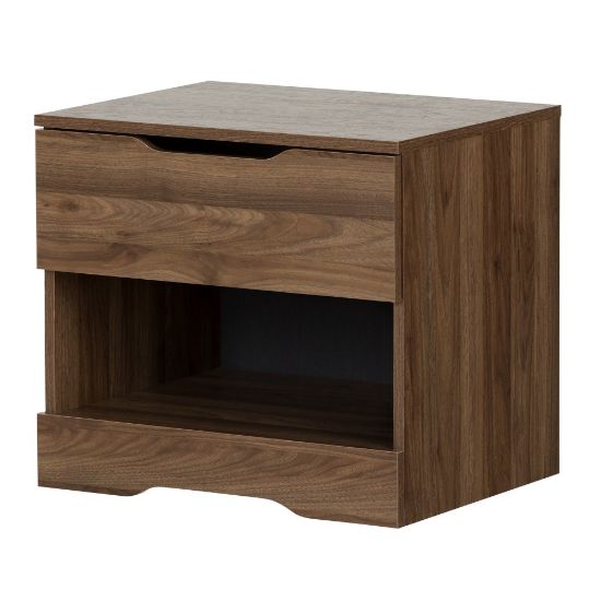 Picture of South Shore Holland 1-Drawer Nightstand, 19-3/4inH x 22-1/4inW x 17inD, Natural Walnut