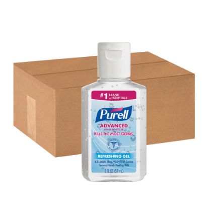 Picture of PURELL Portable Instant Hand Sanitizer - 2 fl oz (59.1 mL) - Flip Top Bottle Dispenser - Kill Germs - Hand - Clear - Moisturizing - 24 / Carton