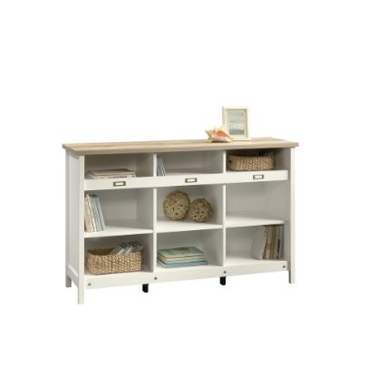 Picture of Sauder Adept 37inH Storage 9-Shelf Bookcase Credenza, Lintel Oak/Soft White