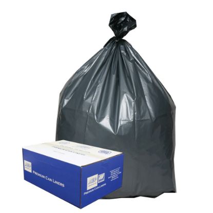 Picture of Webster Platinum Plus 1.55 mil Trash Bags, 55 gal, 39inH x 56inW, 70% Recycled, Black & Silver, 50 Bags