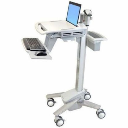 Picture of Ergotron StyleView Laptop Cart - 18 lb Capacity - 4 Casters - Aluminum, Plastic, Zinc Plated Steel - 18.3in Width x 50.5in Height - White, Gray, Polished Aluminum17.3in Screen Supported