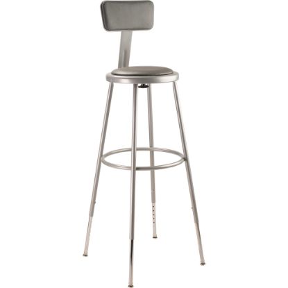 Picture of National Public Seating Adjustable Vinyl-Padded Task Stool, Gray Seat/Gray Frame