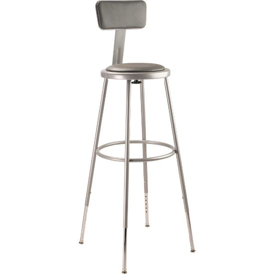 Picture of National Public Seating Adjustable Vinyl-Padded Task Stool, Gray Seat/Gray Frame