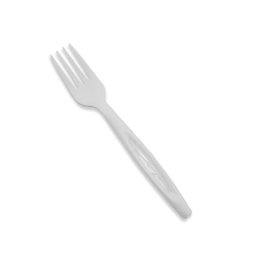 Picture of Stalk Market Compostable Heavyweight Forks, 6-1/2in, White, 50 Forks Per Box, Case Of 20 Boxes