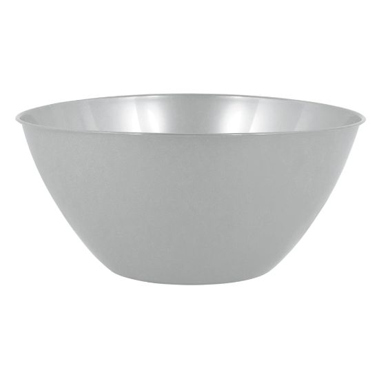 Picture of Amscan 2-Quart Plastic Bowls, 3-3/4in x 8-1/2in, Silver, Set Of 8 Bowls