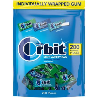 Picture of Orbit Peppermint, Spearmint And Wintermint Assorted Sugar-Free Chewing Gum Bulk Pack, 13.4 Oz, Bag Of 200 Pieces