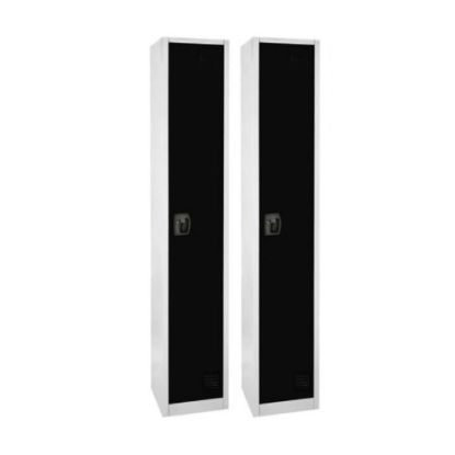 Picture of Alpine 1-Tier Steel Lockers, 72inH x 12inW x 12inD, Black, Set Of 2 Lockers