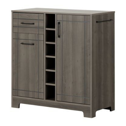 Picture of South Shore Vietti 12-Bottle Bar Cabinet With Bottle Storage, 36-1/4inH x 34-1/4inW x 16-3/4inD, Gray Maple