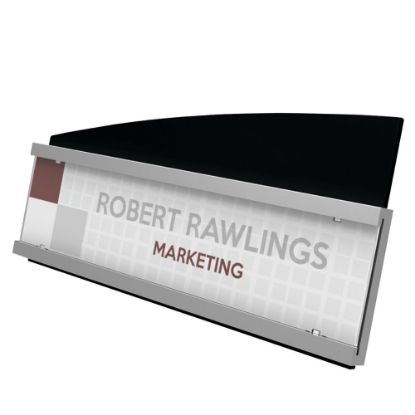 Picture of Deflecto Interior Image Nameplate Sign Holder, 3 7/8inH x 8 1/2inW x 2 7/16inD, Silver/Black