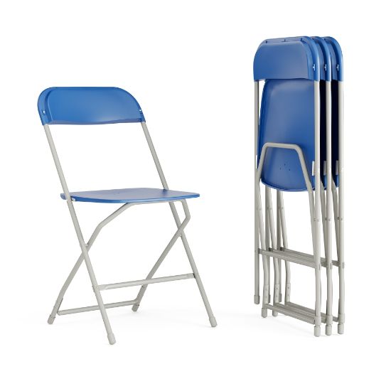 Picture of Flash Furniture Hercules Series Folding Chairs, Blue/Gray, Pack Of 4 Chairs