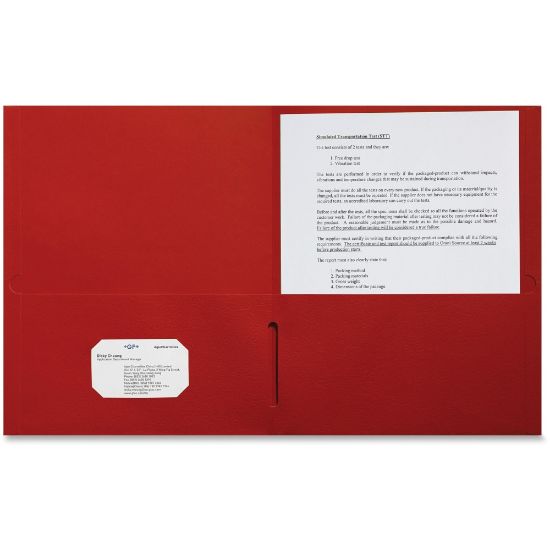 Picture of Sparco Leatherette Portfolio, 8-1/2in x 11in, 2 Pocket, Red, Box of 25