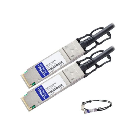 Picture of AddOn 2m Brocade Compatible QSFP+ DAC - Direct attach cable - QSFP+ to QSFP+ - 6.6 ft - twinaxial - SFF-8436/IEEE 802.3ba - passive - for Brocade ICX 6610-24, 6610-48, 6650-32, 6650-40, 6650-48, 6650-56, 6650-80