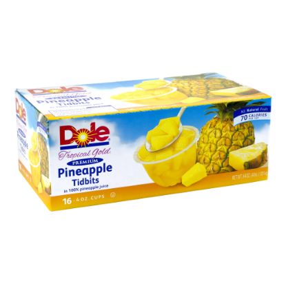 Picture of Dole Pineapple Tidbit Bowls, 4 Oz, Pack Of 16