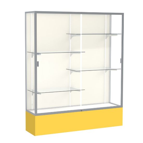 Picture of Waddell Spirit 4-Shelf Floor Display Case, 72inH x 60inW x 16inD, Goldenrod Base/Satin Finish