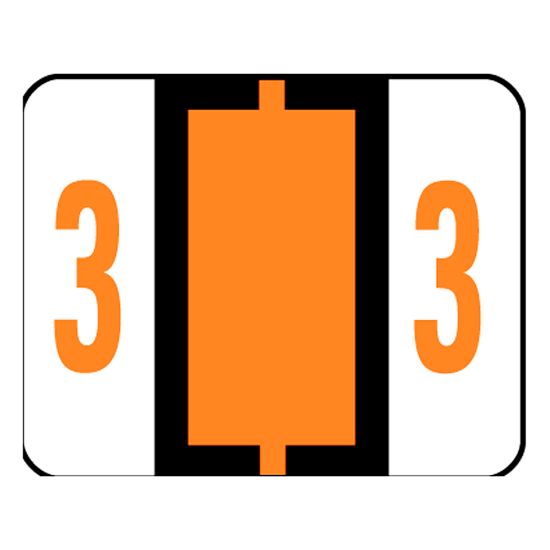 Picture of Smead BCCRN Bar-Style Permanent Numerical Labels, 3, Dark Orange, Roll Of 500