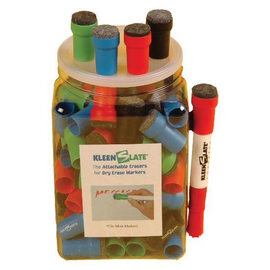 Picture of KleenSlate 50% Recycled Eraser Caps For Large Dry-Erase Markers, Assorted, Pack Of 100