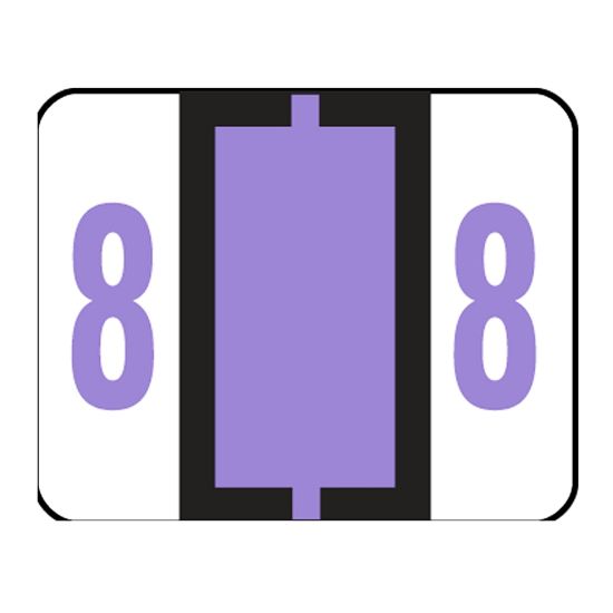 Picture of Smead BCCRN Bar-Style Permanent Numerical Labels, 8, Lavender, Roll Of 500