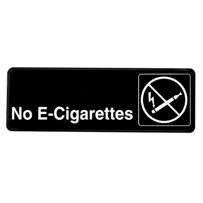 Picture of Alpine No E-Cigarettes Signs, 3in x 9in, Black, Pack Of 15 Signs