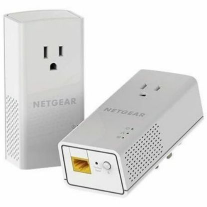 Picture of NETGEAR Powerline 1200 + Extra Outlet, PLP1200 - 2 - 1 x Network (RJ-45) - 1200 Mbit/s Powerline - 5382 Sq. ft. Area Coverage - HomePlug AV2 - Gigabit Ethernet