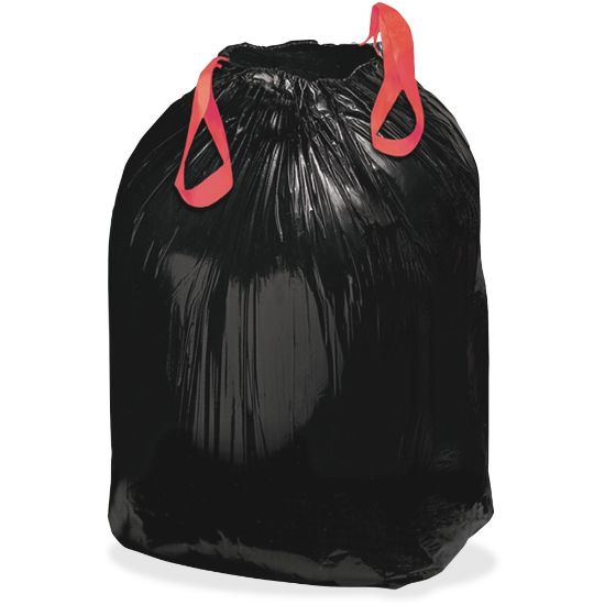 Picture of Webster Drawstring 1.2-mil Trash Can Liners, 33 Gallons, 33in x 38in, Black, Box Of 150 Liners