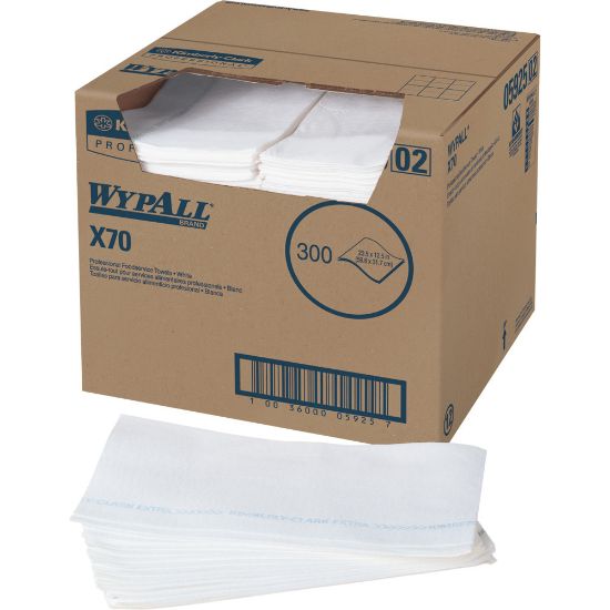 Picture of Wypall X70 Foodservice Quarter-Fold Towel Wipers, 12 1/2in x 23 1/2in, White, Carton Of 300