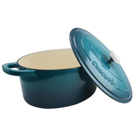 Picture of Crock-Pot Artisan 7-Quart Enameled Cast Iron Dutch Oven, Teal Ombre