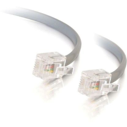 Picture of C2G 7ft RJ11 Modular Telephone Cable - RJ-11 Male - RJ-11 Male - 7ft - Silver