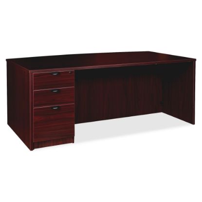 Picture of Lorell Prominence 2.0 72inW Bow-front Left-Pedestal Computer Desk, 95% Recycled, Mahogany