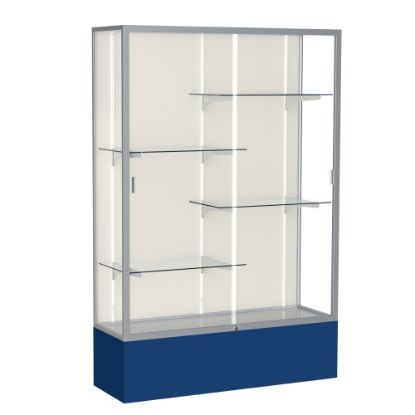 Picture of Waddell Spirit 4-Shelf Floor Display Case, 72inH x 48inW x 16inD, Navy Base/Satin Finish