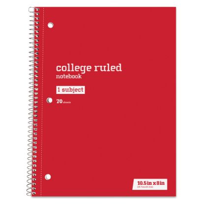 Picture of Just Basics Spiral Notebook, 8in x 10-1/2in, College Ruled, 70 Sheets, Red