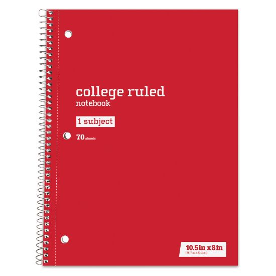 Picture of Just Basics Spiral Notebook, 8in x 10-1/2in, College Ruled, 70 Sheets, Red