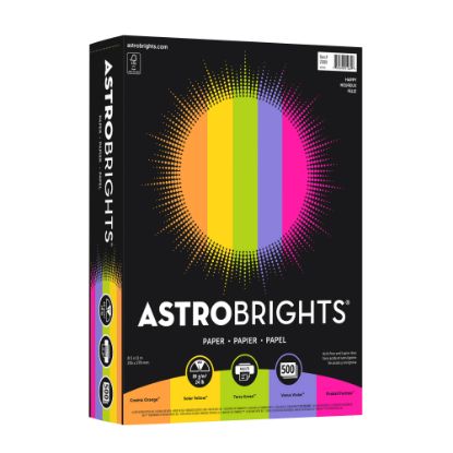 Picture of Astrobrights Color Multi-Use Printer & Copy Paper, 1 Ream, Happy Color Assortment, Letter (8.5in x 11in), 500 Sheets Per Ream, 24 Lb, 94 Brightness