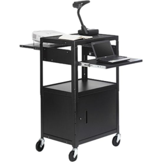 Picture of Bretford CA2642DNS-E5 Multimedia Cabinet Cart - Up to 20in Screen Support - 3 x Shelf(ves) - Hinged Door - 43in Height x 24in Width x 18in Depth - Steel - Black