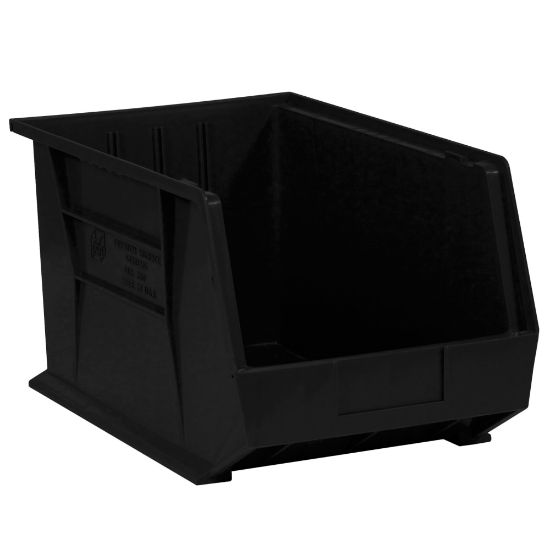 Picture of Partners Brand Plastic Stack & Hang Bin Boxes, Medium Size, 10 3/4in x 8 1/4in x 7in, Black, Pack Of 6