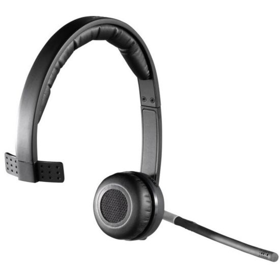 Picture of Logitech Wireless Headset Mono H820e - Mono - Wireless - DECT - 328.1 ft - 150 Hz - 7 kHz - Over-the-head - Monaural - Supra-aural - Electret Microphone - Noise Canceling