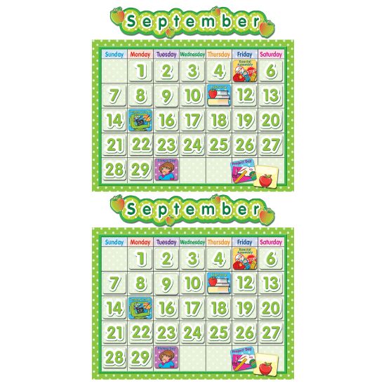 Picture of Teacher Created Resources School Calendar Bulletin Board Sets, 24in x 18in, Polka Dot, Pack Of 2 Sets