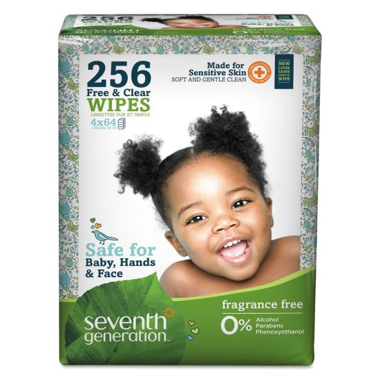 Picture of Seventh Generation Free & Clear Baby Wipes, Unscented, Pack Of 256