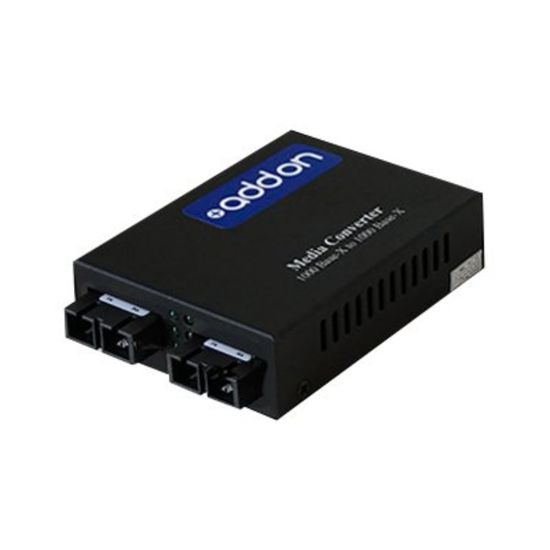 Picture of AddOn 1Gbs 1 SC to 1 SC Media Converter - Media converter - GigE - 1000Base-LX, 1000Base-SX - SC multi-mode / SC single-mode - up to 24.9 miles - 850 nm / 1310 nm