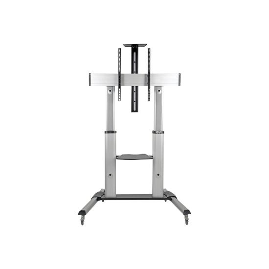 Picture of Eaton Tripp Lite Series Heavy-Duty Rolling TV Stand, Height Adjustable, 60in - 100in Screens - Cart - for flat panel / whiteboard / notebook / AV equipment - aluminum, steel - black, silver - screen size: 60in-100in