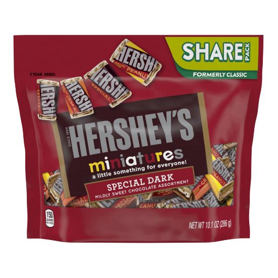 Picture of Hersheys Miniatures Dark Chocolate Candy Assortment, 10.1 Oz Bag, Pack Of 3 Bags